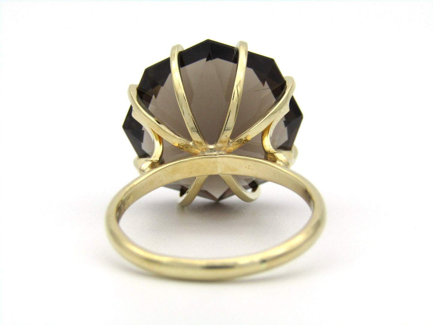 9K gold smoky quartz ring.