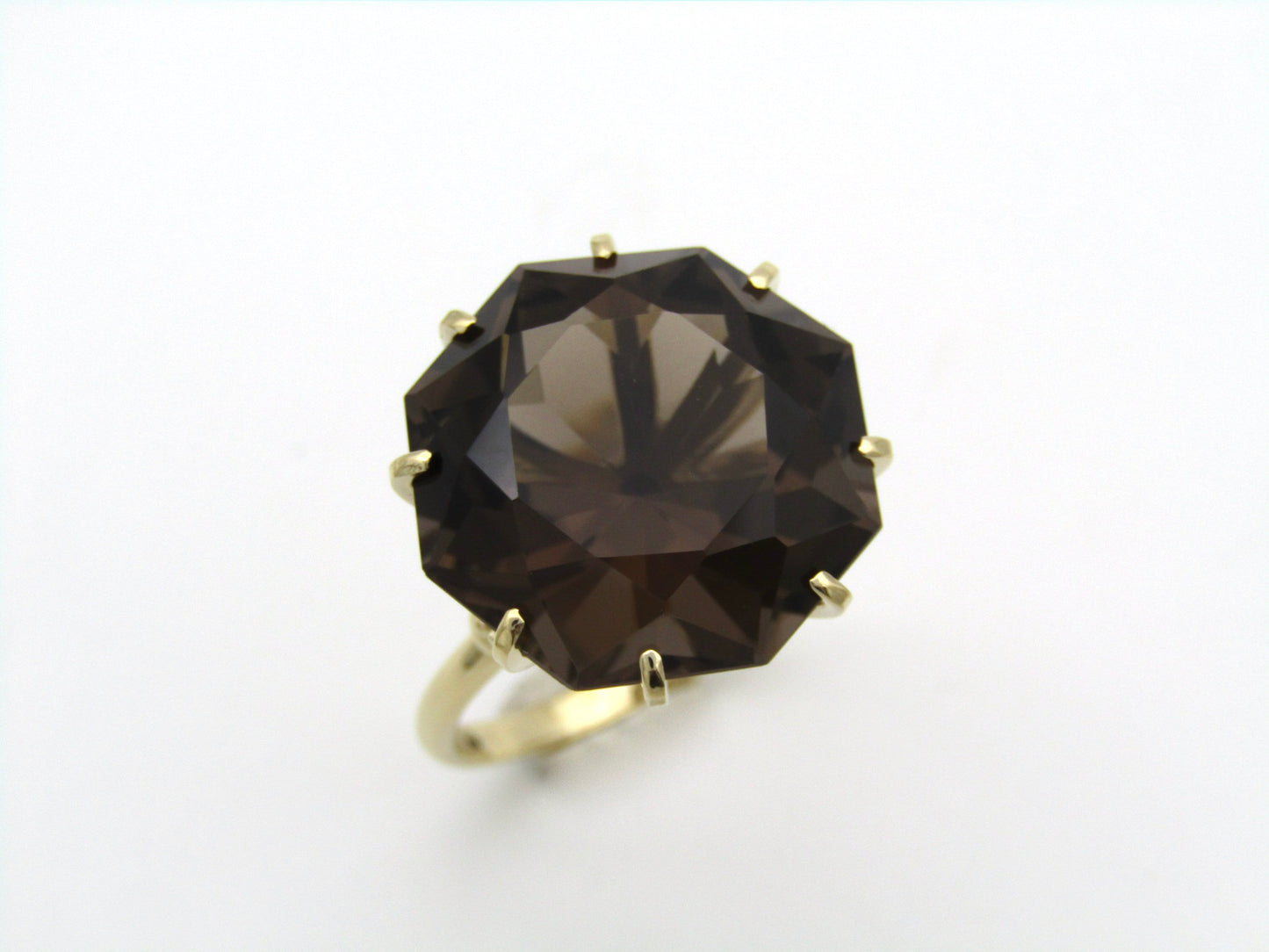 9K gold smoky quartz ring.