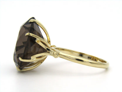 9K gold smoky quartz ring.