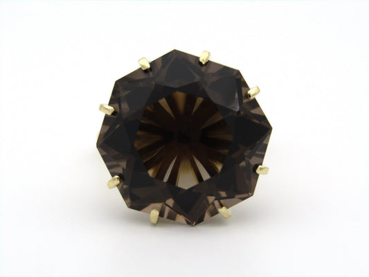 9K gold smoky quartz ring.