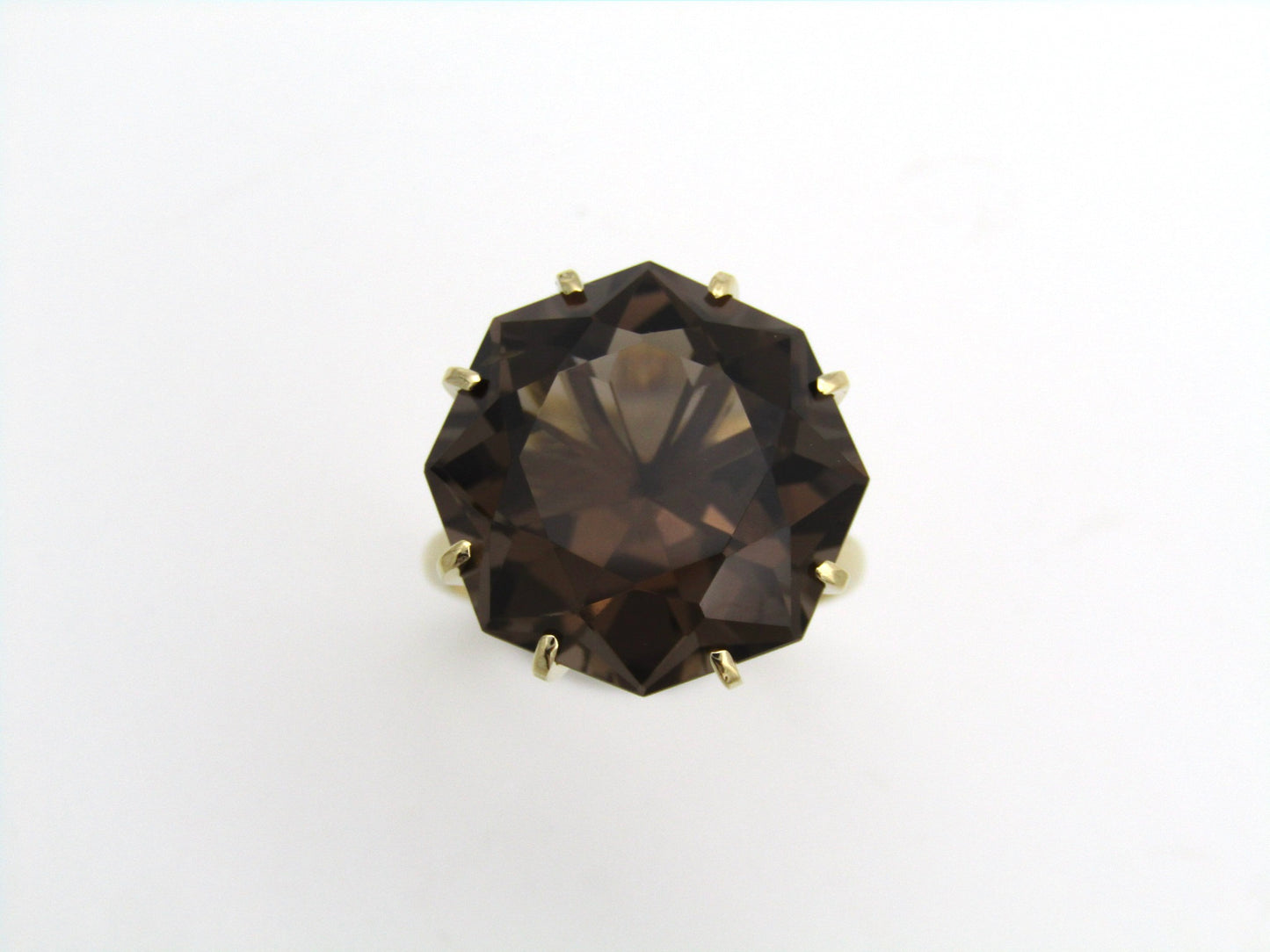 9K gold smoky quartz ring.