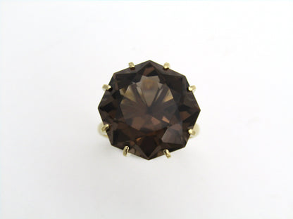 9K gold smoky quartz ring.