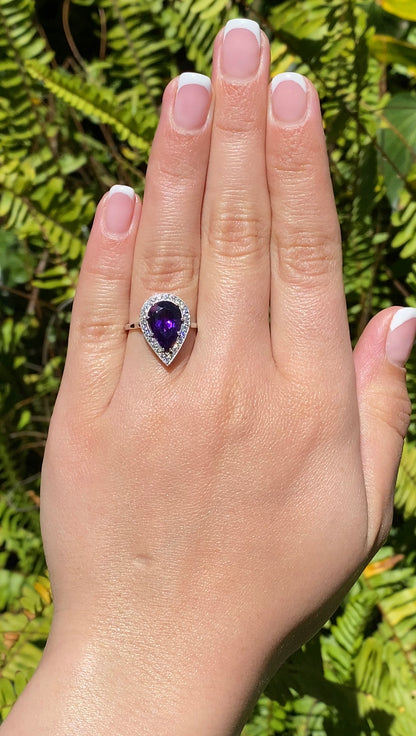 18K gold amethyst and diamond ring.