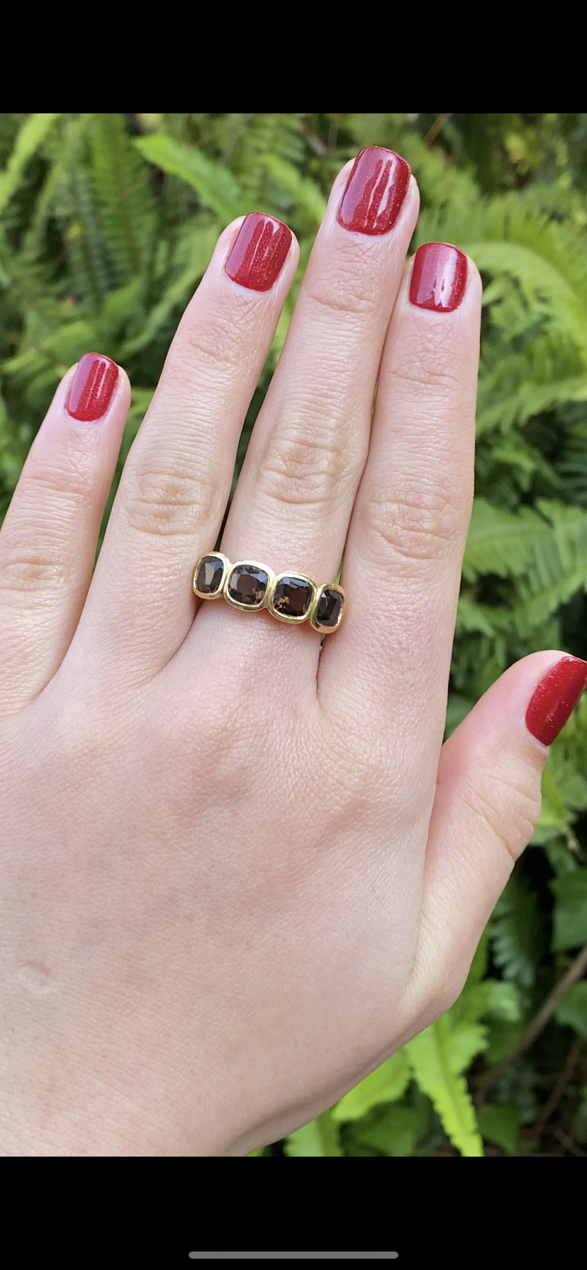 18K gold smoky quartz ring.