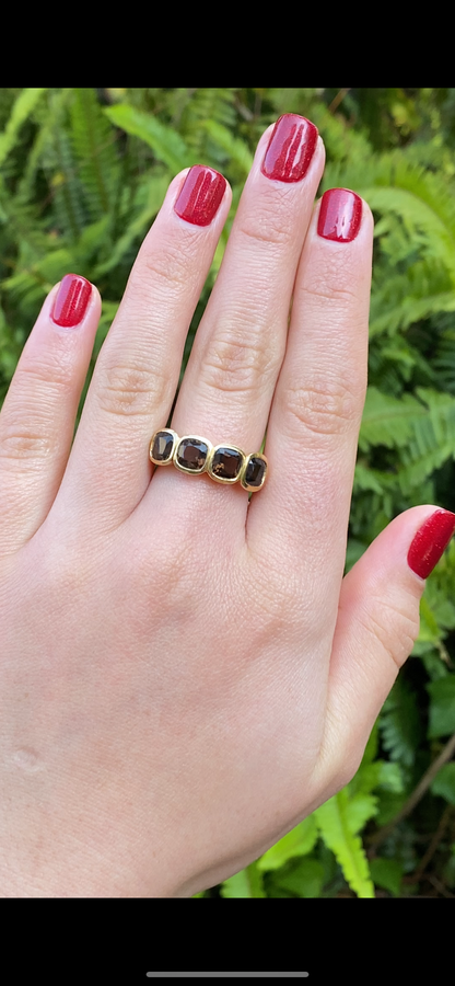 18K gold smoky quartz ring.