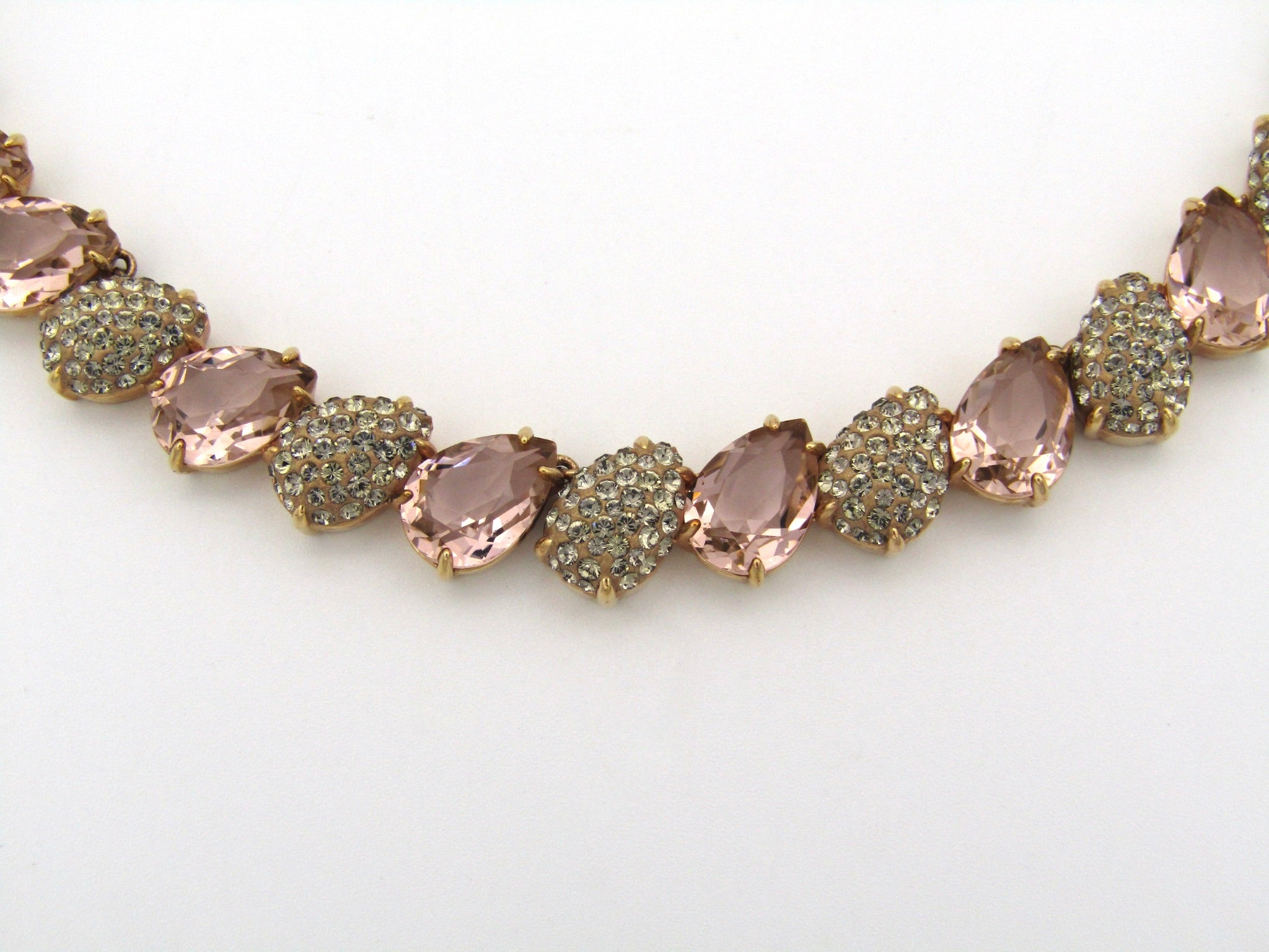 Swarovski pear-cut pink necklace.