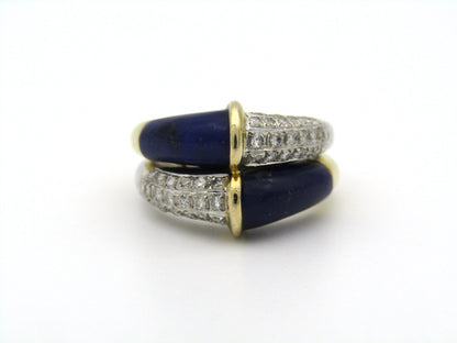 14K gold diamond and lapis lazuli ring.