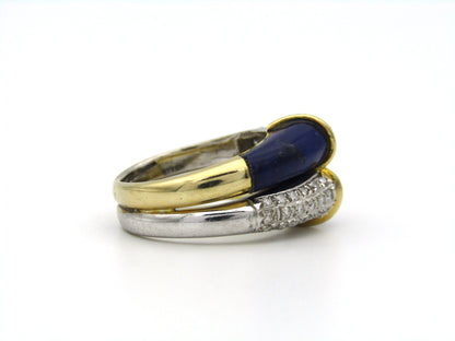 14K gold diamond and lapis lazuli ring.