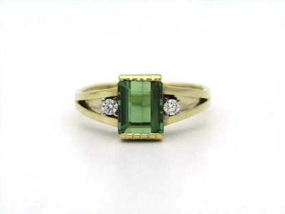 14K gold tourmaline and diamond ring.