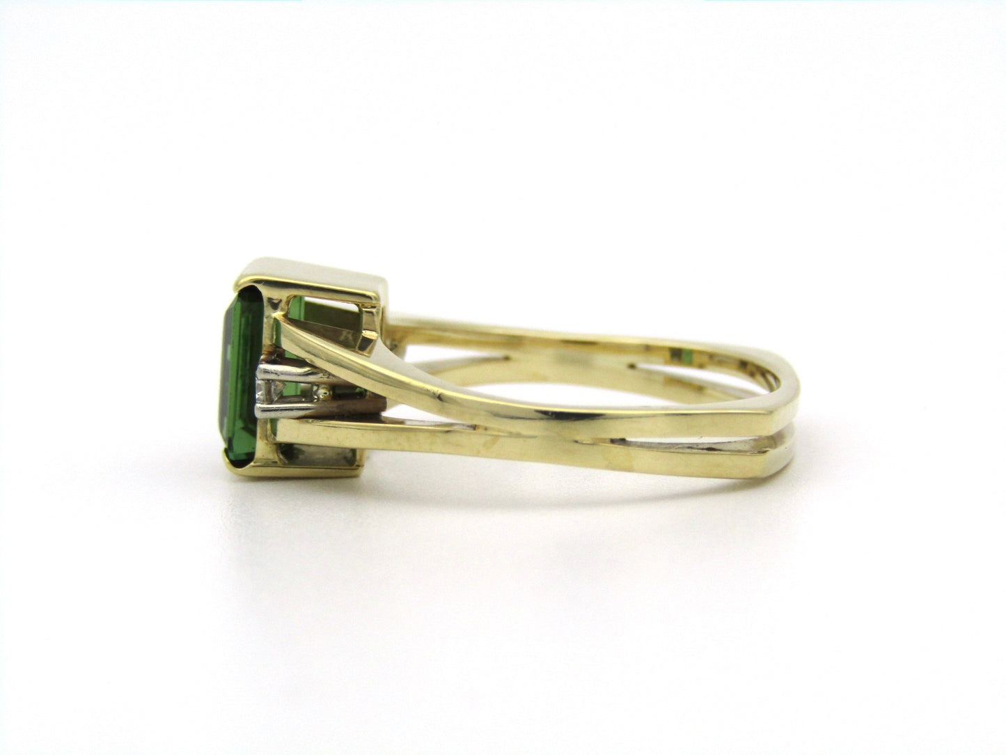 14K gold tourmaline and diamond ring.