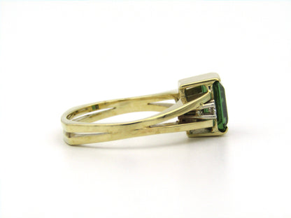 14K gold tourmaline and diamond ring.