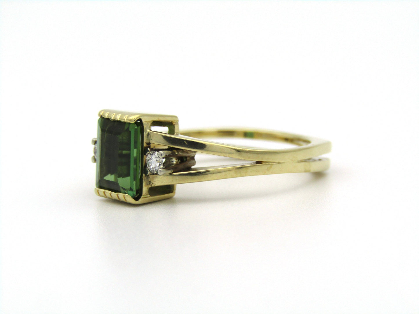 14K gold tourmaline and diamond ring.