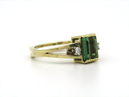 14K gold tourmaline and diamond ring.