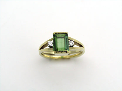 14K gold tourmaline and diamond ring.