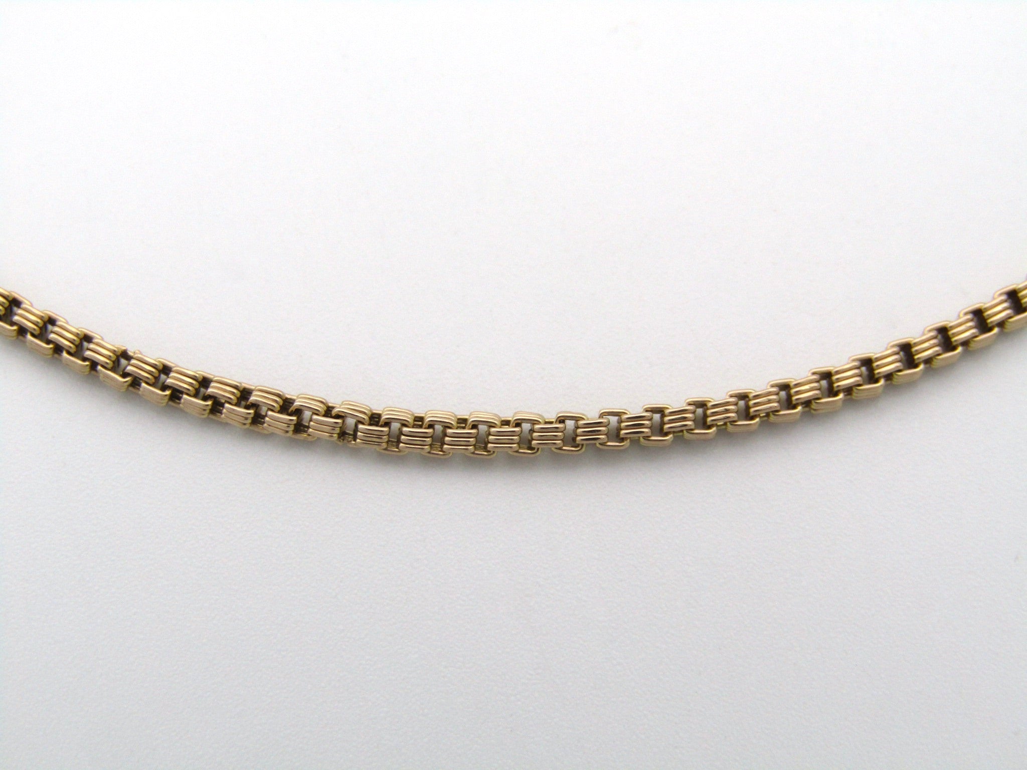 9K gold box chain necklace by Balestra.