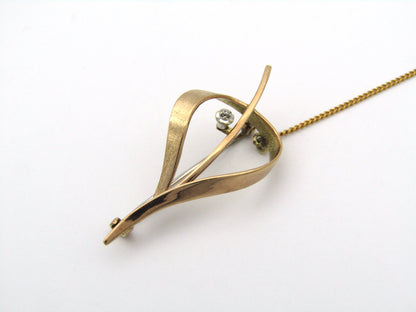 9K gold retro diamond brooch.