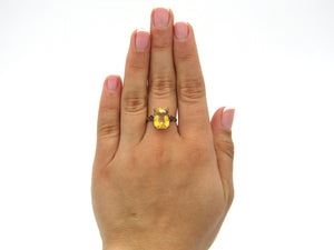 9K gold citrine and ruby ring.