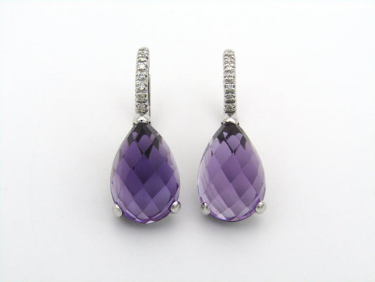 18K gold amethyst and diamond earrings.