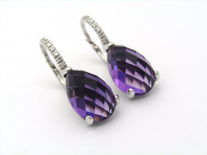 18K gold amethyst and diamond earrings.