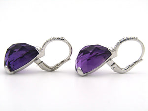 18K gold amethyst and diamond earrings.