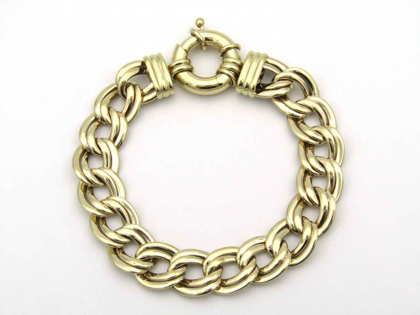 9K gold double curb chain bracelet.