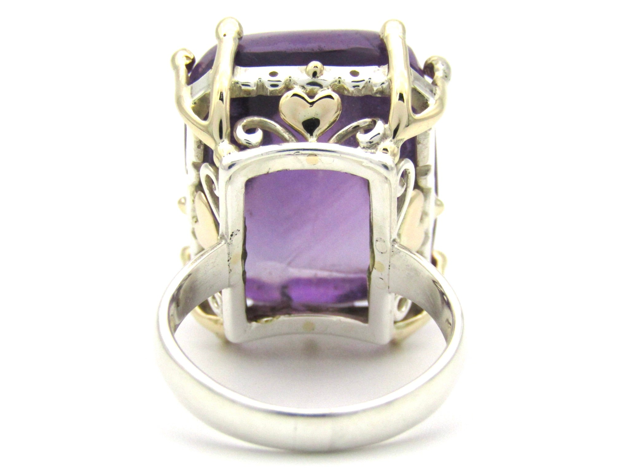 9K gold and sterling silver amethyst ring.