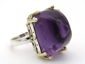 9K gold and sterling silver amethyst ring.