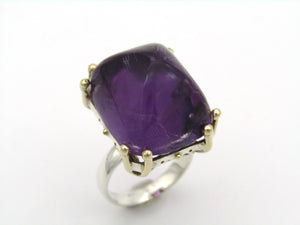 9K gold and sterling silver amethyst ring.