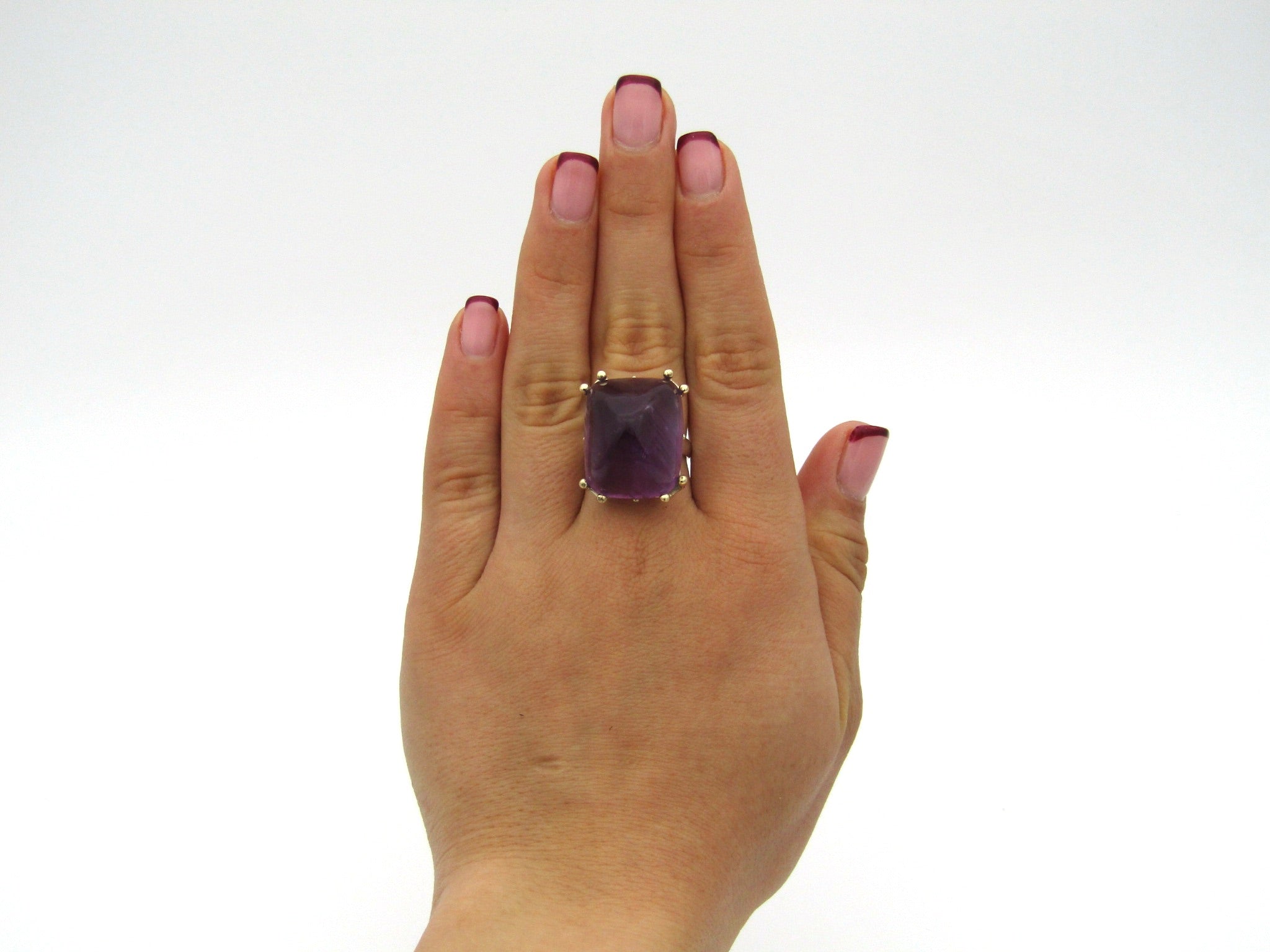 9K gold and sterling silver amethyst ring.