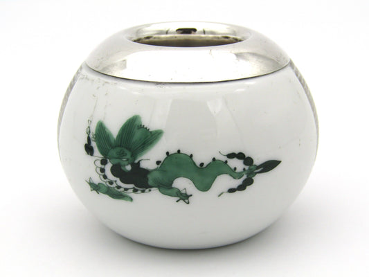 Meissen green dragon match striker with silver mount.