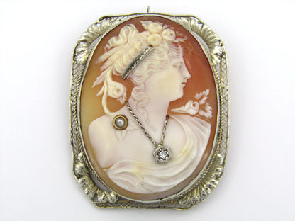 14K gold shell cameo brooch/pendant.