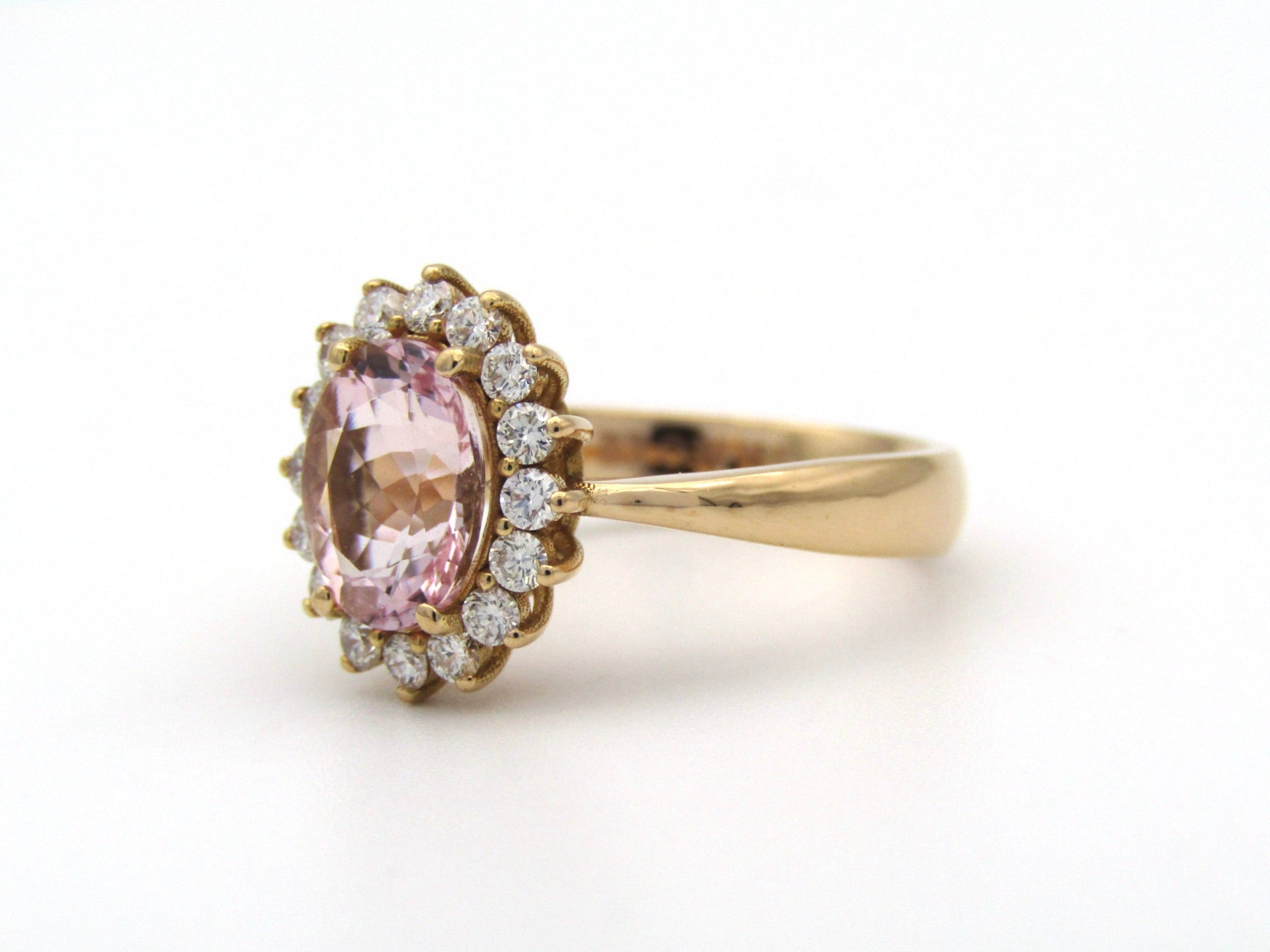 18K gold morganite and diamond ring by Browns.