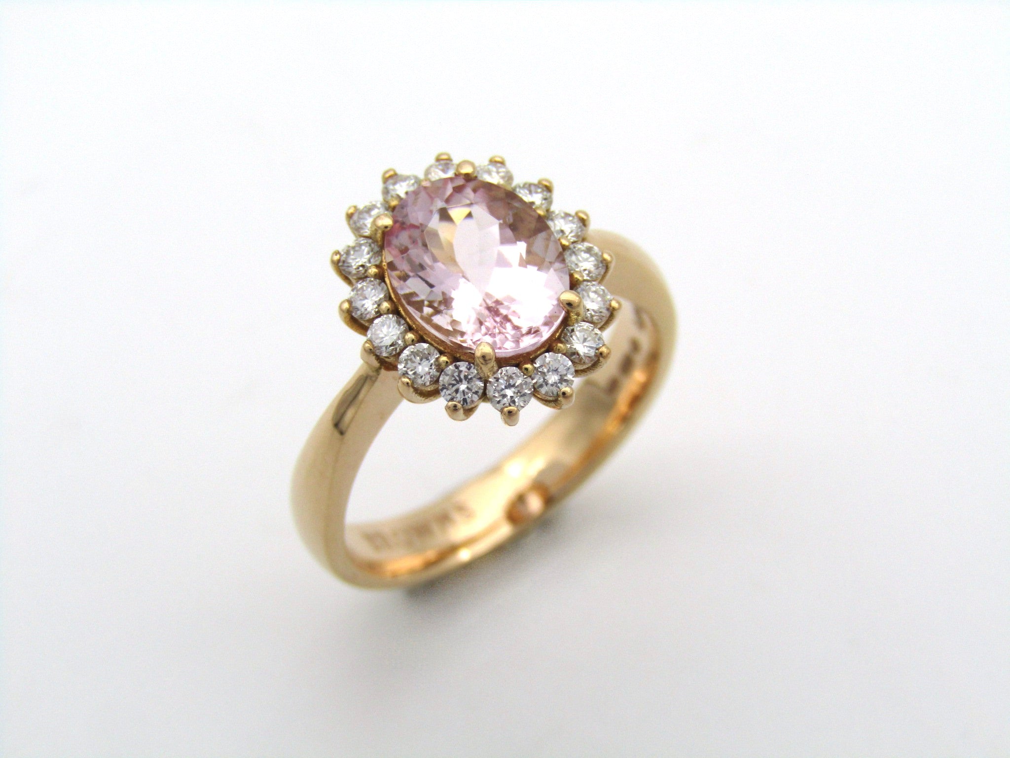 18K gold morganite and diamond ring by Browns.