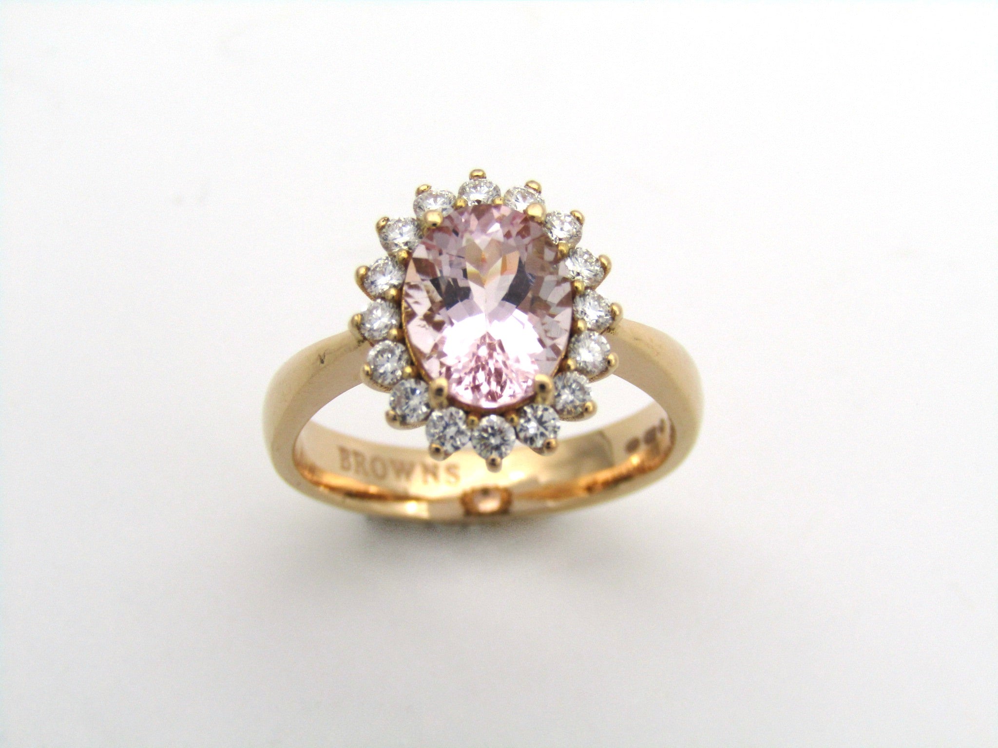 18K gold morganite and diamond ring by Browns.