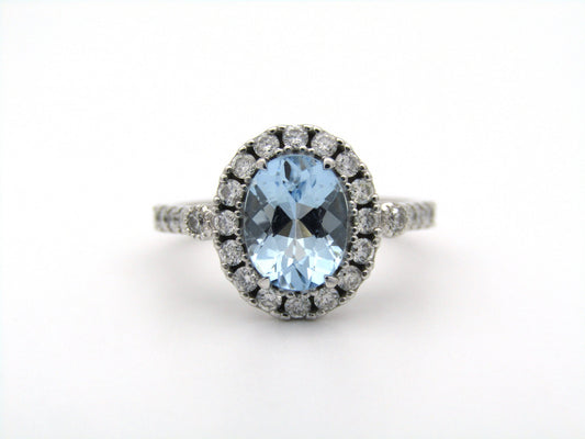 18K gold aquamarine and diamond ring by Browns.