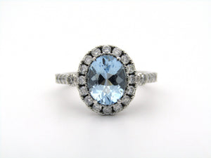 18K gold aquamarine and diamond ring by Browns.