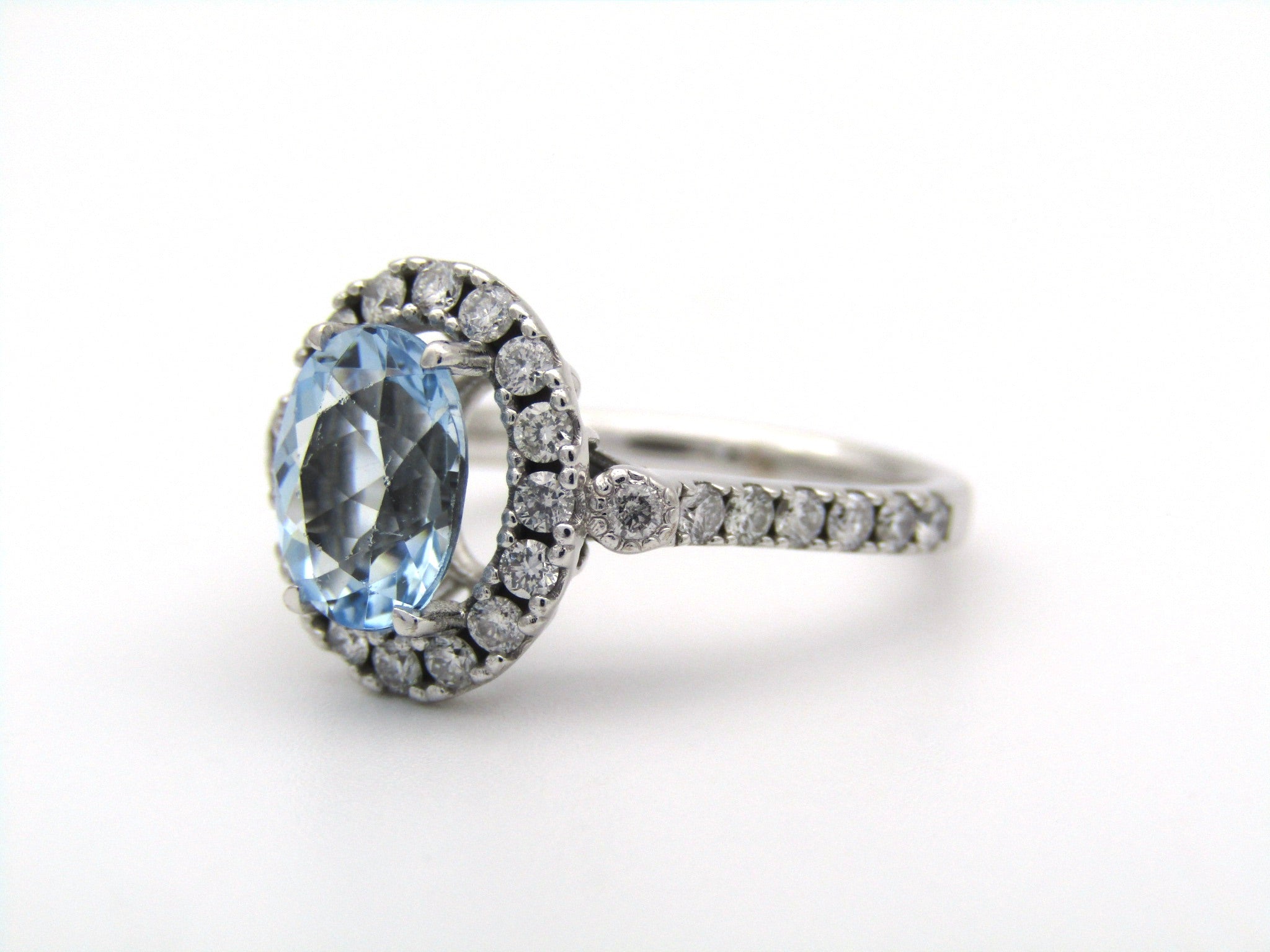 18K gold aquamarine and diamond ring by Browns.