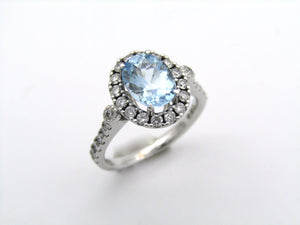 18K gold aquamarine and diamond ring by Browns.