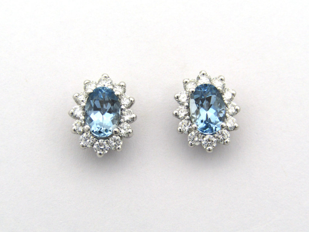 18K gold aquamarine and diamond earrings by Browns.