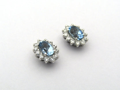 18K gold aquamarine and diamond earrings by Browns.