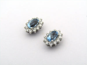 18K gold aquamarine and diamond earrings by Browns.