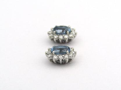 18K gold aquamarine and diamond earrings by Browns.