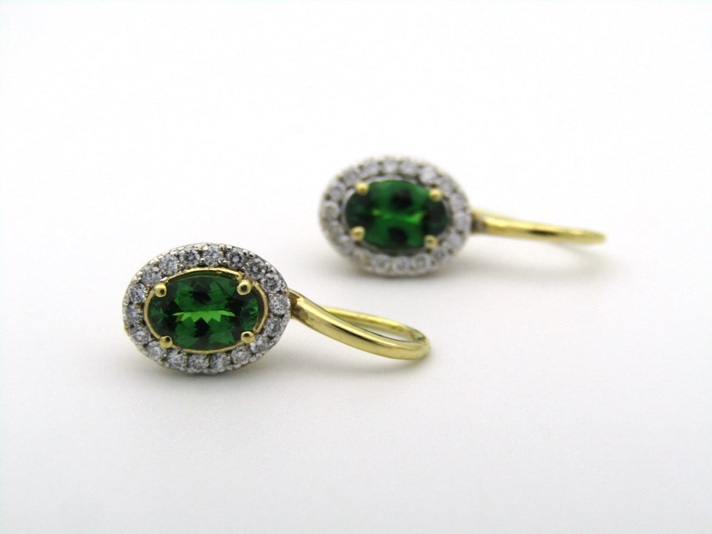 18K gold tsavorite and diamond earrings by Browns.