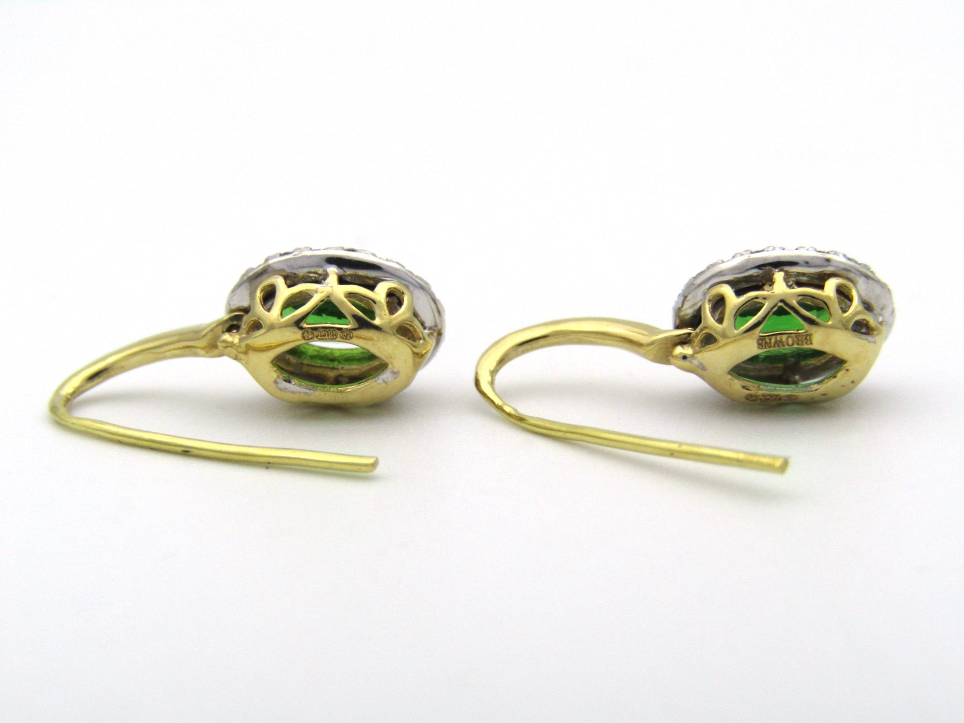 18K gold tsavorite and diamond earrings by Browns.