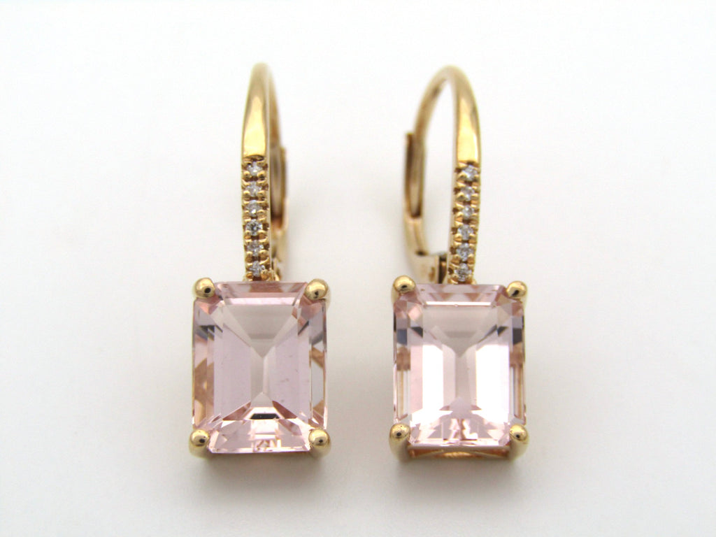 18K gold morganite and diamond earrings.