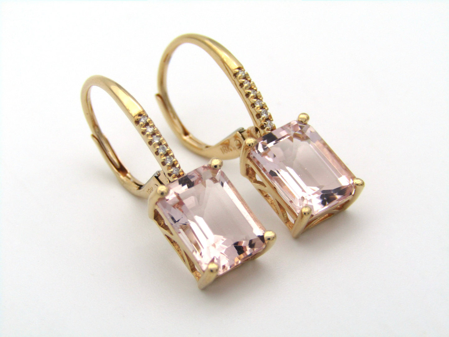 18K gold morganite and diamond earrings.