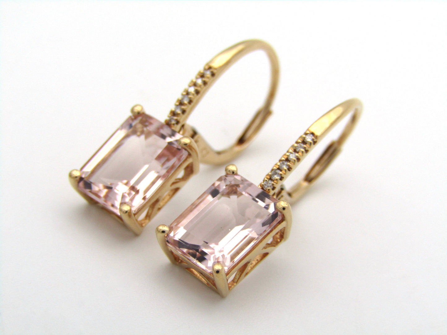 18K gold morganite and diamond earrings.