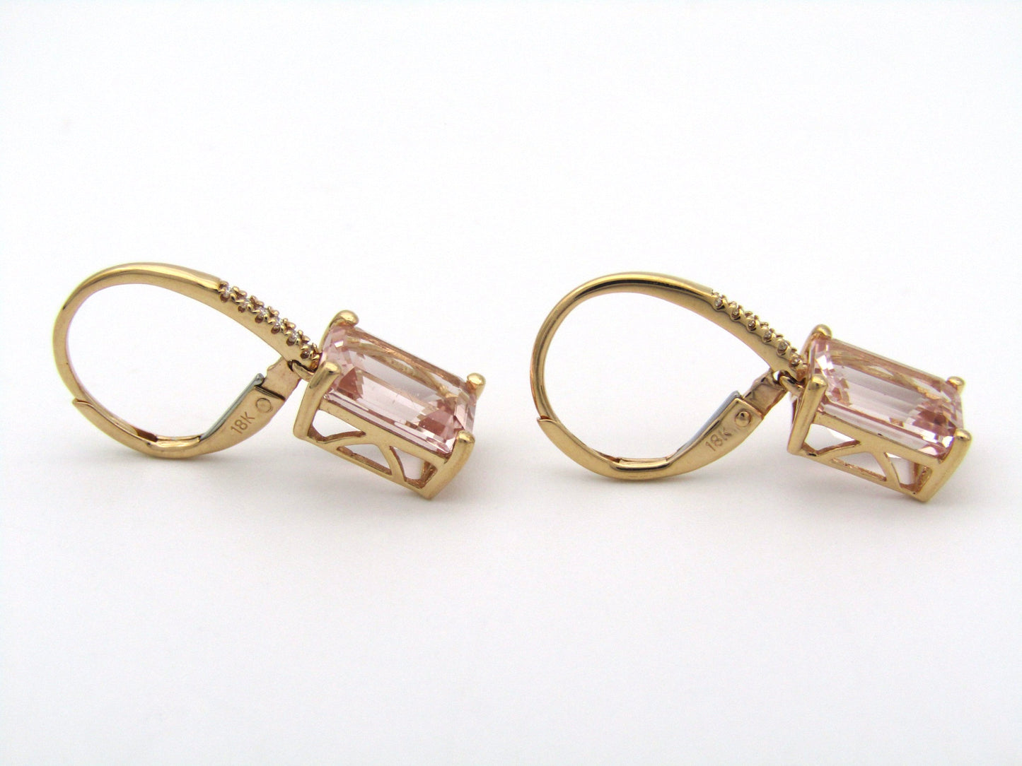 18K gold morganite and diamond earrings.