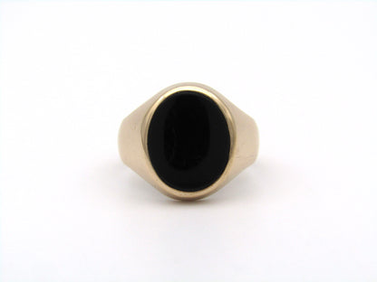 9K gold onyx signet ring.