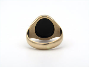 9K gold onyx signet ring.